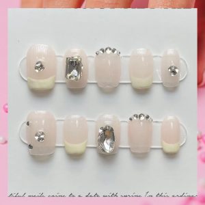 Deherbo Off White Partywear Nail for Women | Press on Reusable and Unbreakable Nails