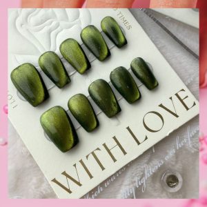 Deherbo Olive Partywear Nail for Women | Press on Reusable and Unbreakable Nails